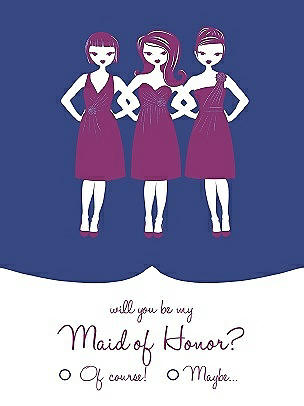 Will You Be My Maid of Honor Card - Girls Checkbox