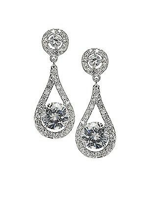 Faceted Solitaire Drop CZ Earrings