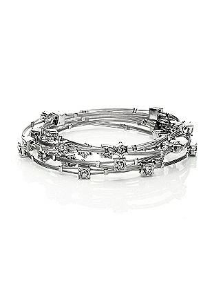 Crystal & Silver Stack Bracelet Set - 6 Pieces
