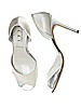 Curvey Satin and Silver Bridal Pump