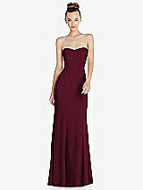 Front View Thumbnail - Cabernet Strapless Princess Line Crepe Mermaid Gown