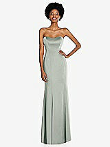 Front View Thumbnail - Willow Green Strapless Princess Line Lux Charmeuse Mermaid Gown