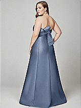 Alt View 3 Thumbnail - Larkspur Blue Strapless A-line Satin Gown with Modern Bow Detail