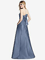 Side View Thumbnail - Larkspur Blue Strapless A-line Satin Gown with Modern Bow Detail