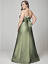 Alt View 3 Thumbnail - Sage Strapless A-line Satin Gown with Modern Bow Detail