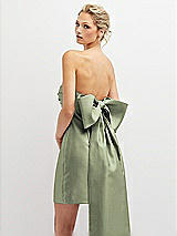 Alt View 1 Thumbnail - Sage Strapless Satin Column Mini Dress with Oversized Bow