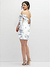 Alt View 4 Thumbnail - Cottage Rose Larkspur Floral Satin Off-the-Shoulder Bow Corset Fit and Flare Mini Dress