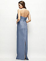 Alt View 4 Thumbnail - Larkspur Blue Strapless Satin Column Maxi Dress with Oversized Handcrafted Bow