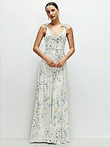 Front View Thumbnail - Bleu Garden Cowl Neck Chiffon Maxi Dress with Hand-Worked Petal Straps