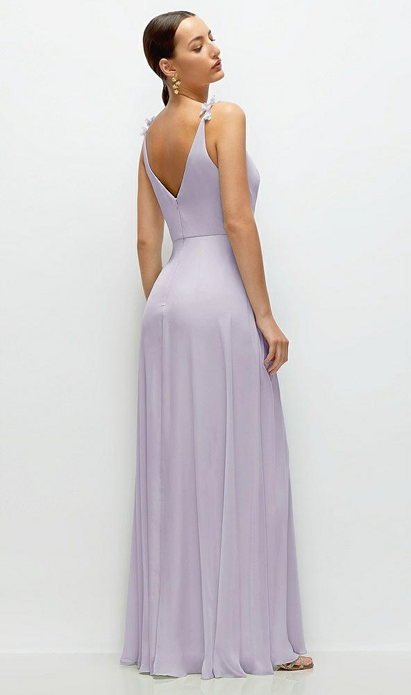 Back View - Moondance Cowl Neck Chiffon Maxi Dress with Hand-Worked Petal Straps