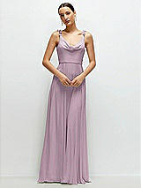 Front View Thumbnail - Suede Rose Cowl Neck Chiffon Maxi Dress with Hand-Worked Petal Straps