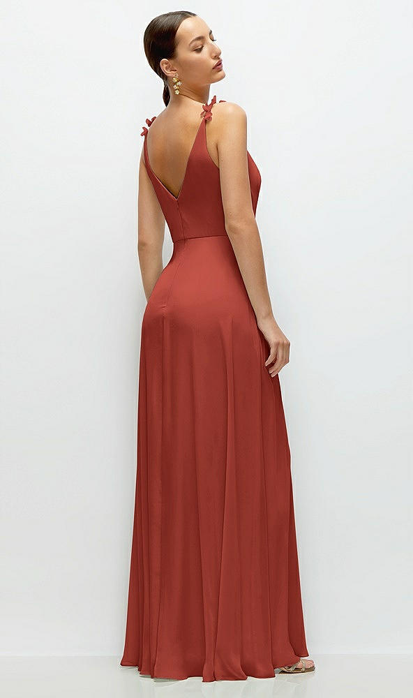 Back View - Amber Sunset Cowl Neck Chiffon Maxi Dress with Hand-Worked Petal Straps