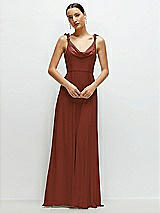 Front View Thumbnail - Auburn Moon Cowl Neck Chiffon Maxi Dress with Hand-Worked Petal Straps