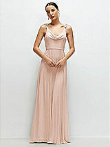 Front View Thumbnail - Cameo Cowl Neck Chiffon Maxi Dress with Hand-Worked Petal Straps