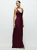 Side View Thumbnail - Cabernet Cowl Neck Chiffon Maxi Dress with Hand-Worked Petal Straps