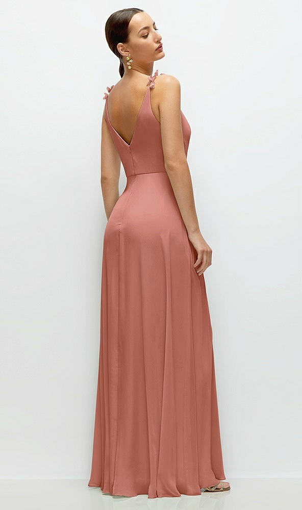 Back View - Desert Rose Cowl Neck Chiffon Maxi Dress with Hand-Worked Petal Straps