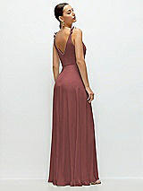 Rear View Thumbnail - English Rose Cowl Neck Chiffon Maxi Dress with Hand-Worked Petal Straps