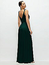 Rear View Thumbnail - Evergreen Cowl Neck Chiffon Maxi Dress with Hand-Worked Petal Straps