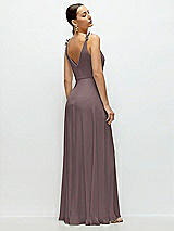 Rear View Thumbnail - French Truffle Cowl Neck Chiffon Maxi Dress with Hand-Worked Petal Straps