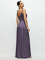 Rear View Thumbnail - Lavender Cowl Neck Chiffon Maxi Dress with Hand-Worked Petal Straps