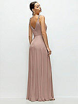 Rear View Thumbnail - Neu Nude Cowl Neck Chiffon Maxi Dress with Hand-Worked Petal Straps