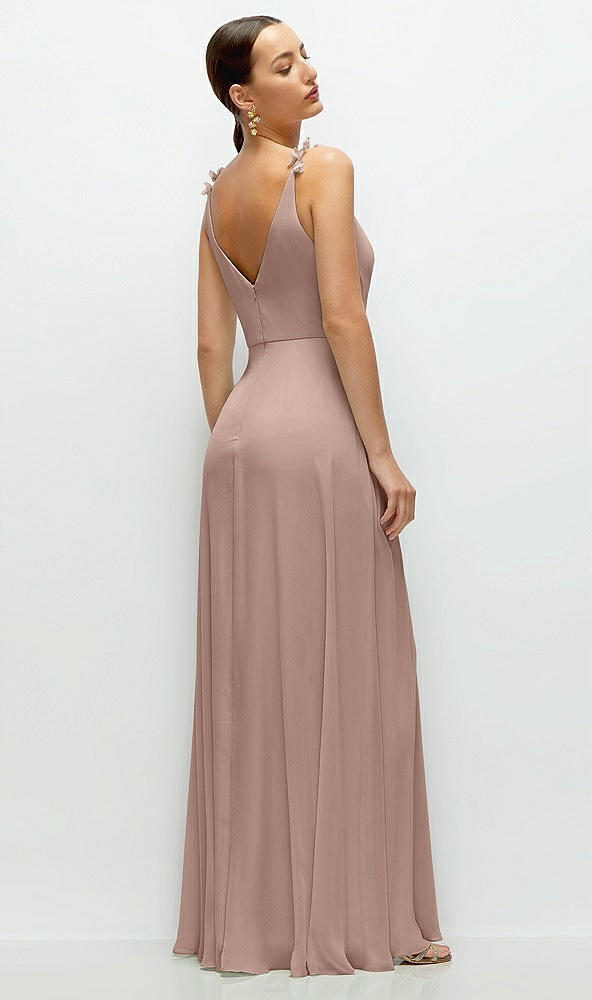 Back View - Neu Nude Cowl Neck Chiffon Maxi Dress with Hand-Worked Petal Straps