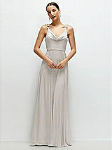 Front View Thumbnail - Oyster Cowl Neck Chiffon Maxi Dress with Hand-Worked Petal Straps