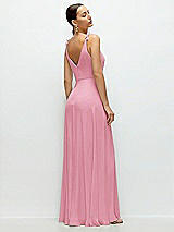 Rear View Thumbnail - Peony Pink Cowl Neck Chiffon Maxi Dress with Hand-Worked Petal Straps