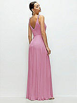 Rear View Thumbnail - Powder Pink Cowl Neck Chiffon Maxi Dress with Hand-Worked Petal Straps