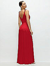 Rear View Thumbnail - Parisian Red Cowl Neck Chiffon Maxi Dress with Hand-Worked Petal Straps