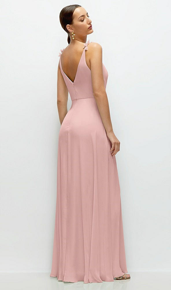 Back View - Rose - PANTONE Rose Quartz Cowl Neck Chiffon Maxi Dress with Hand-Worked Petal Straps