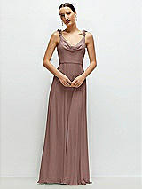 Front View Thumbnail - Sienna Cowl Neck Chiffon Maxi Dress with Hand-Worked Petal Straps