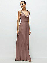 Side View Thumbnail - Sienna Cowl Neck Chiffon Maxi Dress with Hand-Worked Petal Straps