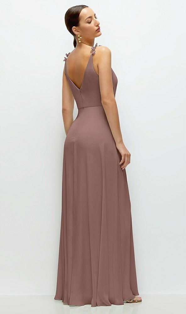 Back View - Sienna Cowl Neck Chiffon Maxi Dress with Hand-Worked Petal Straps