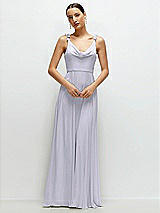 Front View Thumbnail - Silver Dove Cowl Neck Chiffon Maxi Dress with Hand-Worked Petal Straps