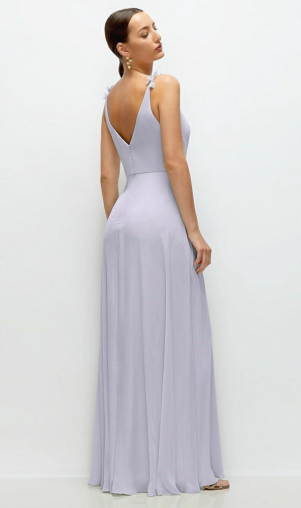 Back View - Silver Dove Cowl Neck Chiffon Maxi Dress with Hand-Worked Petal Straps