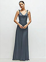 Front View Thumbnail - Silverstone Cowl Neck Chiffon Maxi Dress with Hand-Worked Petal Straps