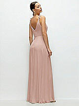 Rear View Thumbnail - Toasted Sugar Cowl Neck Chiffon Maxi Dress with Hand-Worked Petal Straps