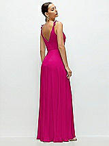 Rear View Thumbnail - Think Pink Cowl Neck Chiffon Maxi Dress with Hand-Worked Petal Straps