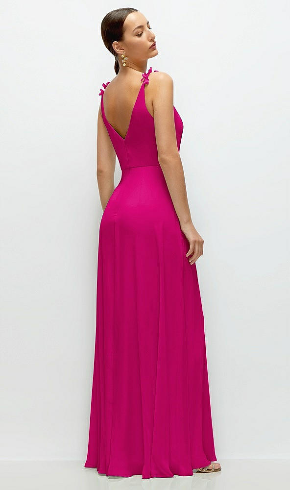 Back View - Think Pink Cowl Neck Chiffon Maxi Dress with Hand-Worked Petal Straps