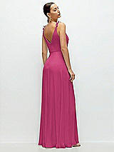 Rear View Thumbnail - Tea Rose Cowl Neck Chiffon Maxi Dress with Hand-Worked Petal Straps