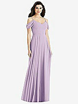 Rear View Thumbnail - Pale Purple Off-the-Shoulder Open Cowl-Back Maxi Dress