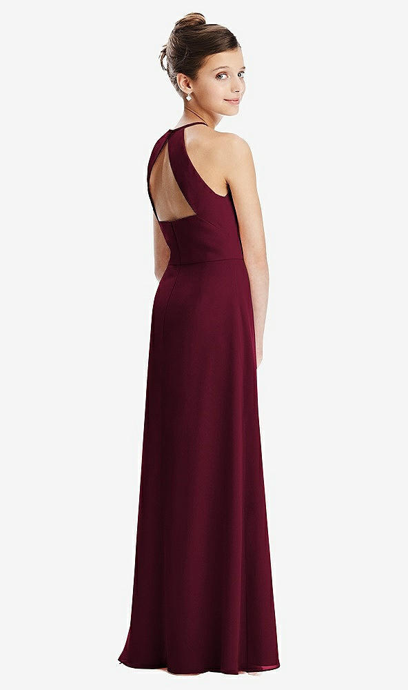 Front View - Cabernet Shirred Jewel Neck Chiffon Juniors Dress