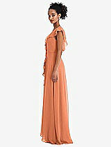 Side View Thumbnail - Sweet Melon Ruffle-Trimmed V-Back Chiffon Maxi Dress