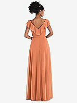 Rear View Thumbnail - Sweet Melon Ruffle-Trimmed V-Back Chiffon Maxi Dress