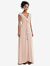 Front View Thumbnail - Cameo Ruffle-Trimmed V-Back Chiffon Maxi Dress