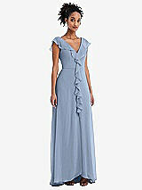 Front View Thumbnail - Cloudy Ruffle-Trimmed V-Back Chiffon Maxi Dress