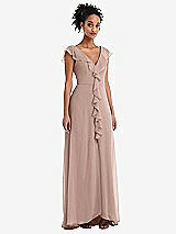 Front View Thumbnail - Neu Nude Ruffle-Trimmed V-Back Chiffon Maxi Dress