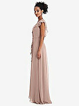 Side View Thumbnail - Neu Nude Ruffle-Trimmed V-Back Chiffon Maxi Dress