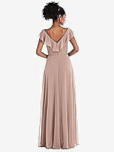 Rear View Thumbnail - Neu Nude Ruffle-Trimmed V-Back Chiffon Maxi Dress